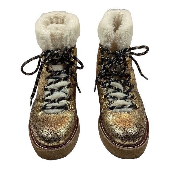 J Crew Gold Metallic Faux Fur Winter Boots AE 998 - Picture 14 of 15